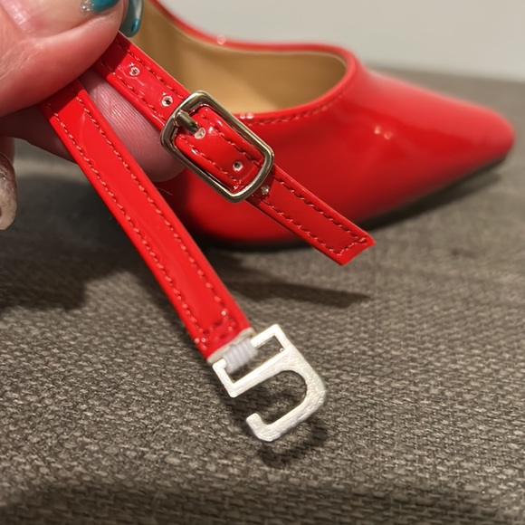 Red Patent Pumps w/ Wrap Around Ankle Strap - Picture 8 of 8